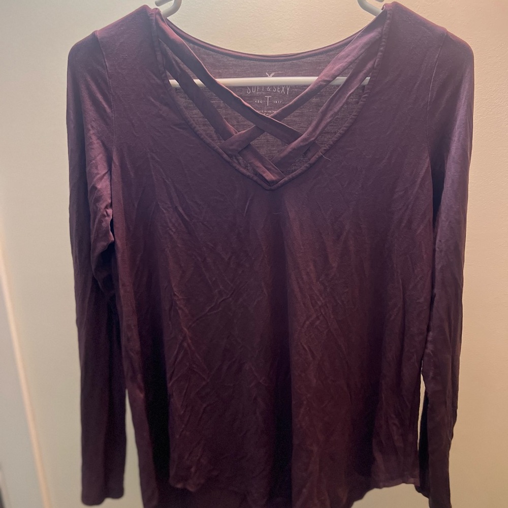 American Eagle Purple Long Sleeve Top